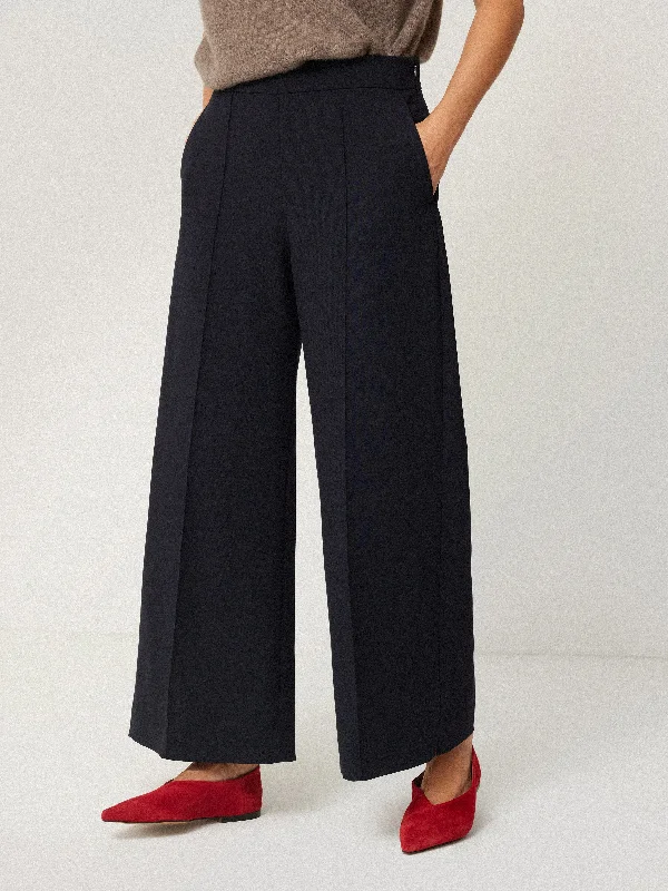 Modern Crepe Sailor Trouser | Navy