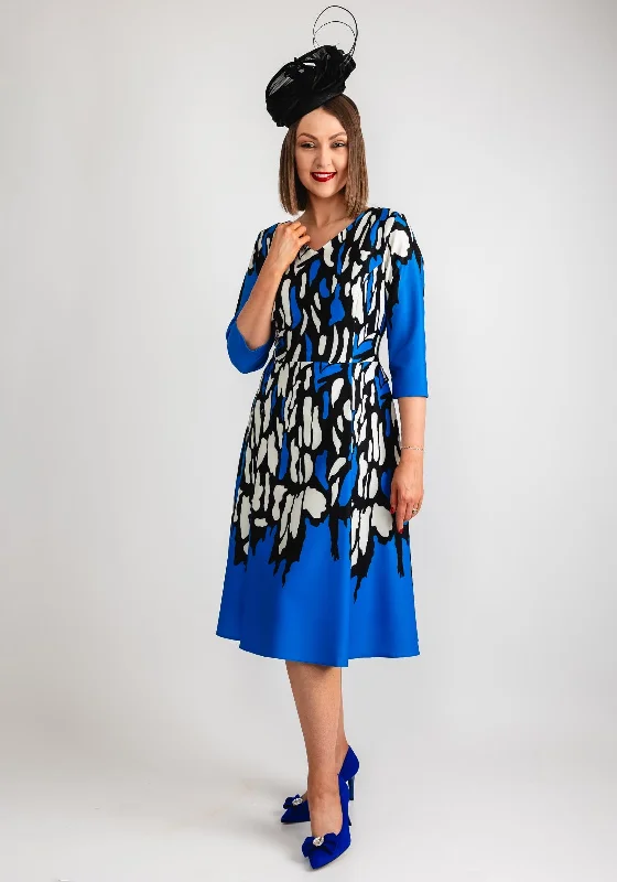 Coco Doll Kaia Print & Contrast Dress, Royal Blue