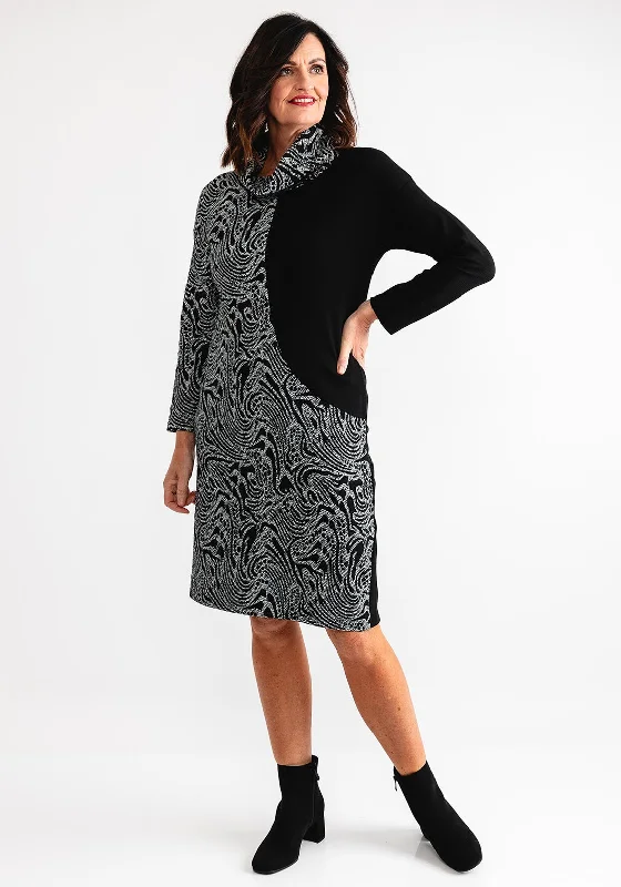 Ever Sassy Animal Print Jumper Dress, Black