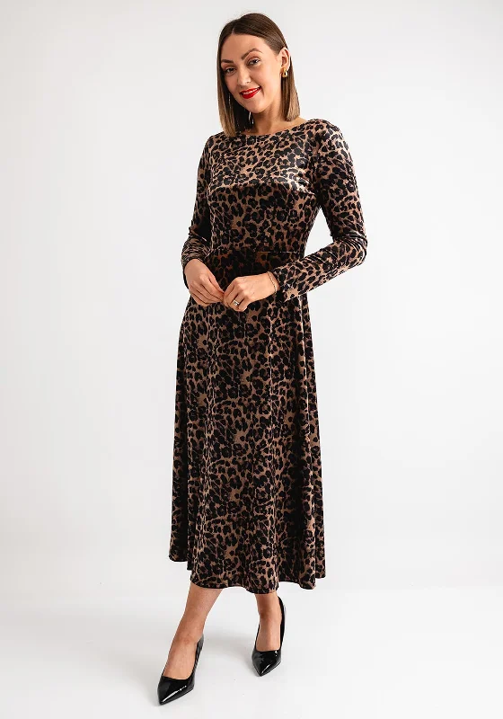 Serafina Collection Velvet Leopard Print Maxi Dress, Brown