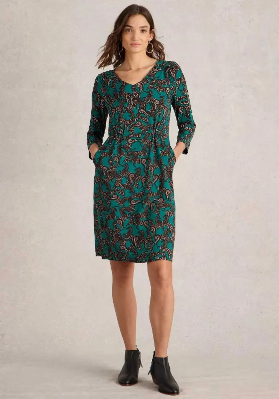 White Stuff Tallie Printed Jersey Dress, Green