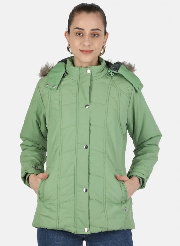 Women Green Solid Jacket