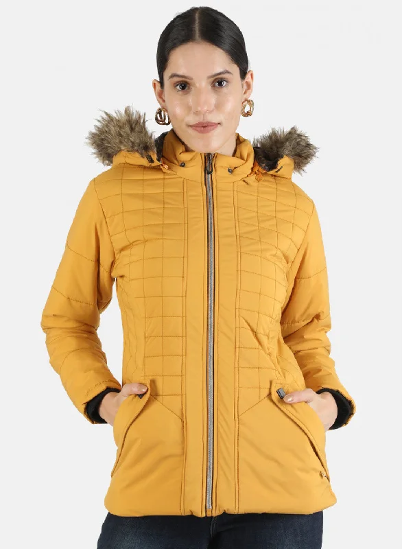 Women Mustard Solid Jacket