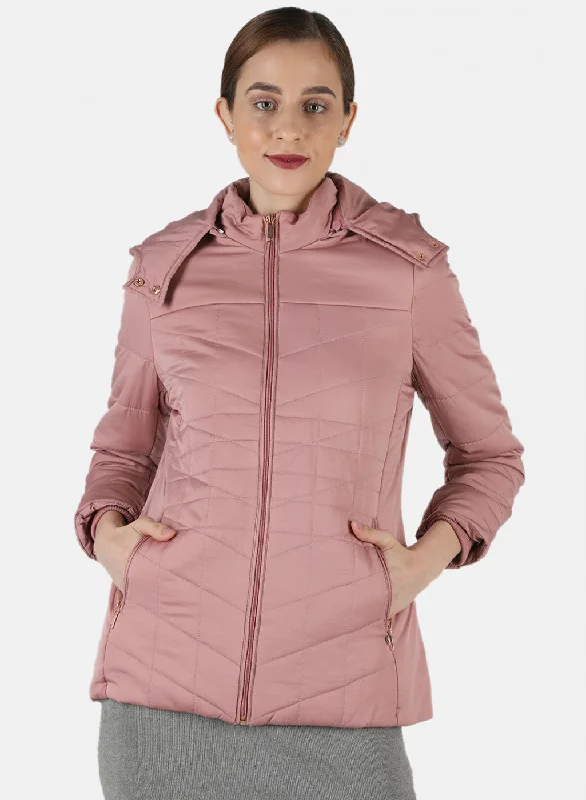 Women Pink Solid Jacket