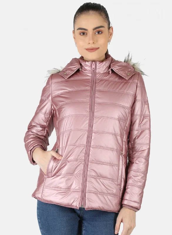 Women Pink Solid Jacket