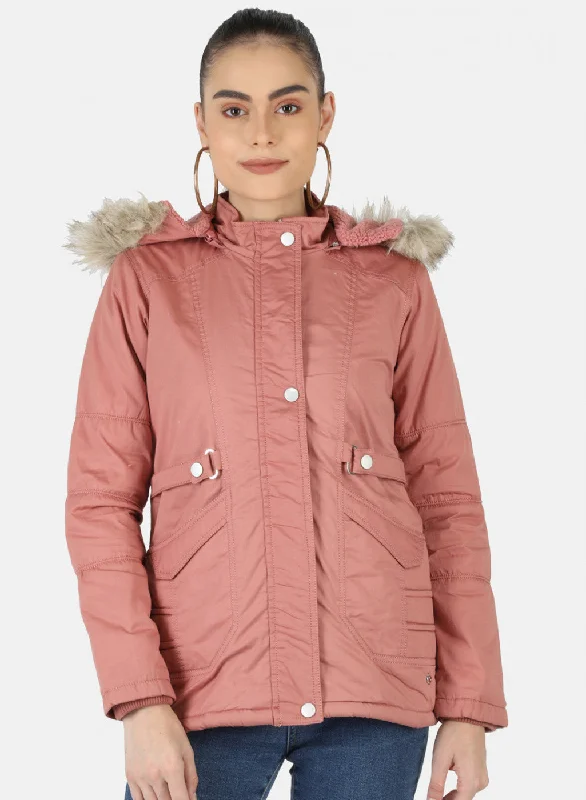 Women Pink Solid Jacket