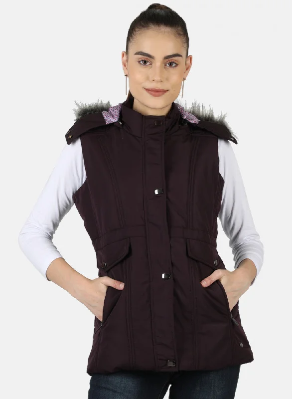 Women Purple Solid Jacket