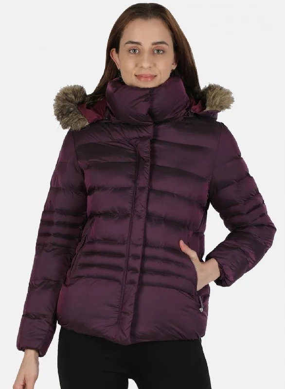 Women Purple Solid Jacket