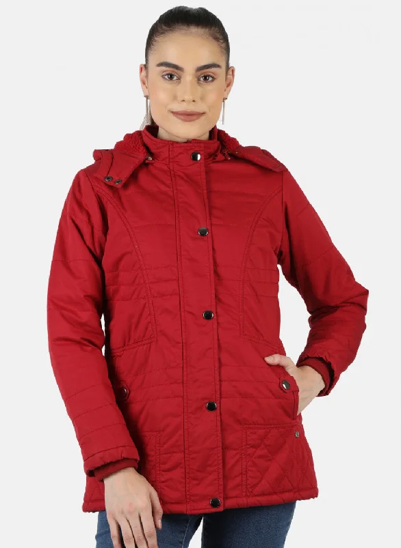 Women Red Solid Jacket