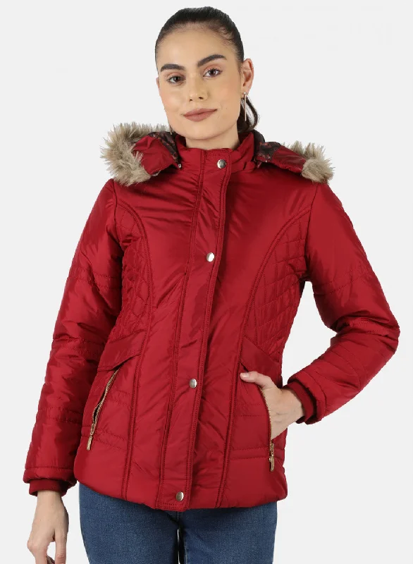 Women Red Solid Jacket