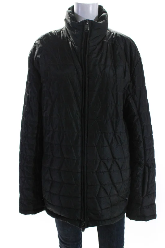 Tumi Womens Mock Neck Full Zipper Long Sleeves Puffer Jacket Black