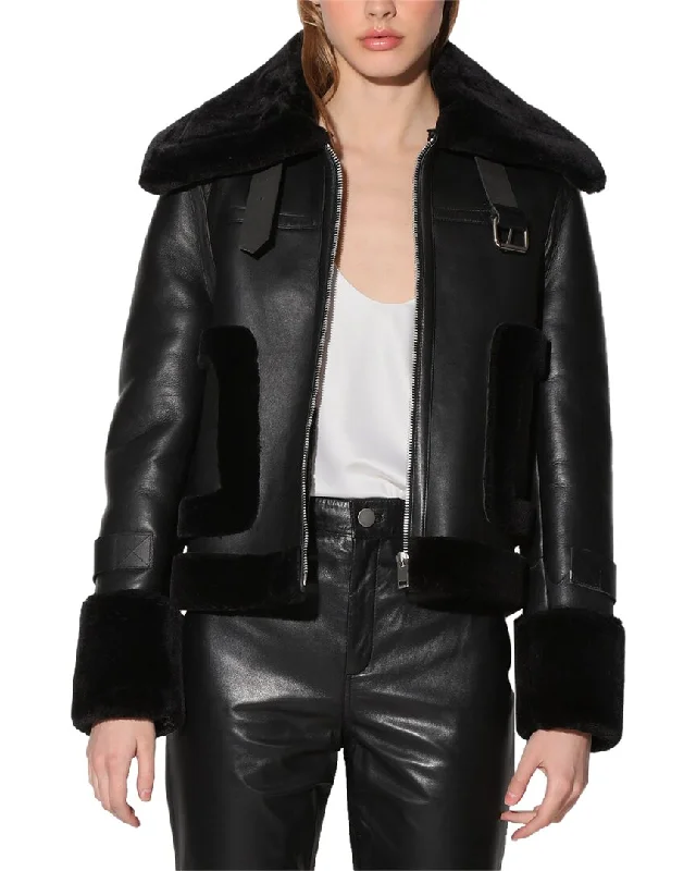 Walter Baker Lianna Boxy Fit Leather Jacket