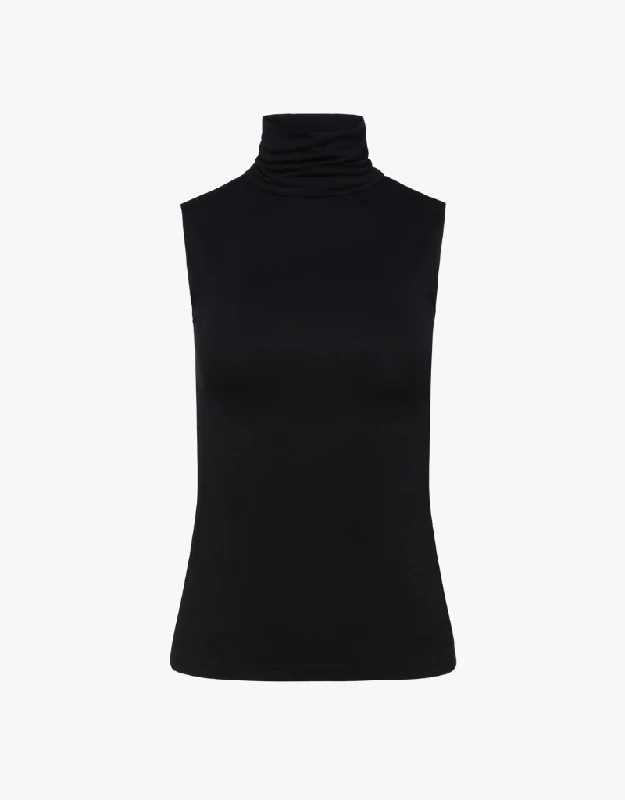 L'agence Ceci Sleeveless Turtleneck in Black