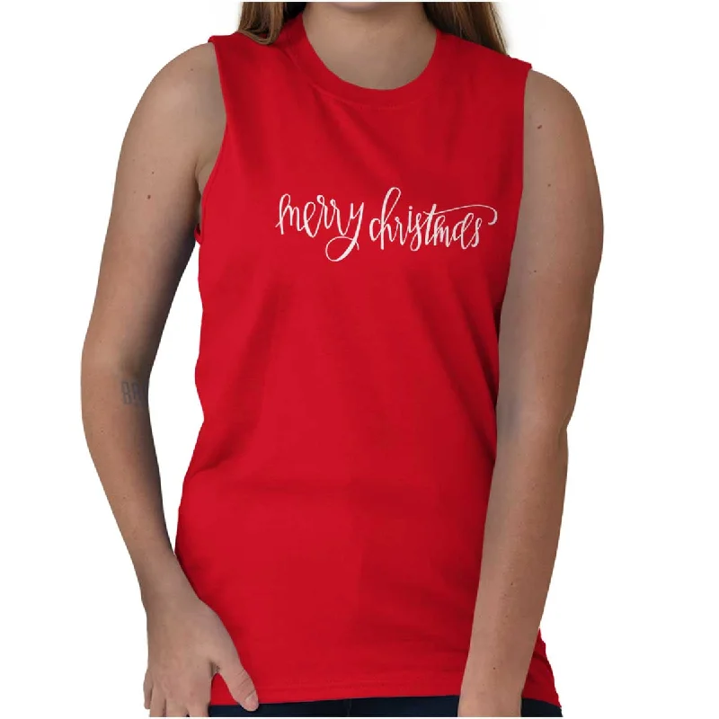 Merry Christmas Sleeveless T-Shirt