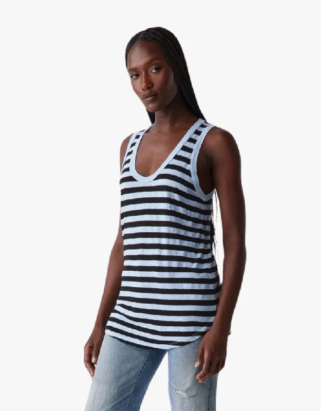 Michael Stars Tori Stripe Scoop Neck Tank Top in Water