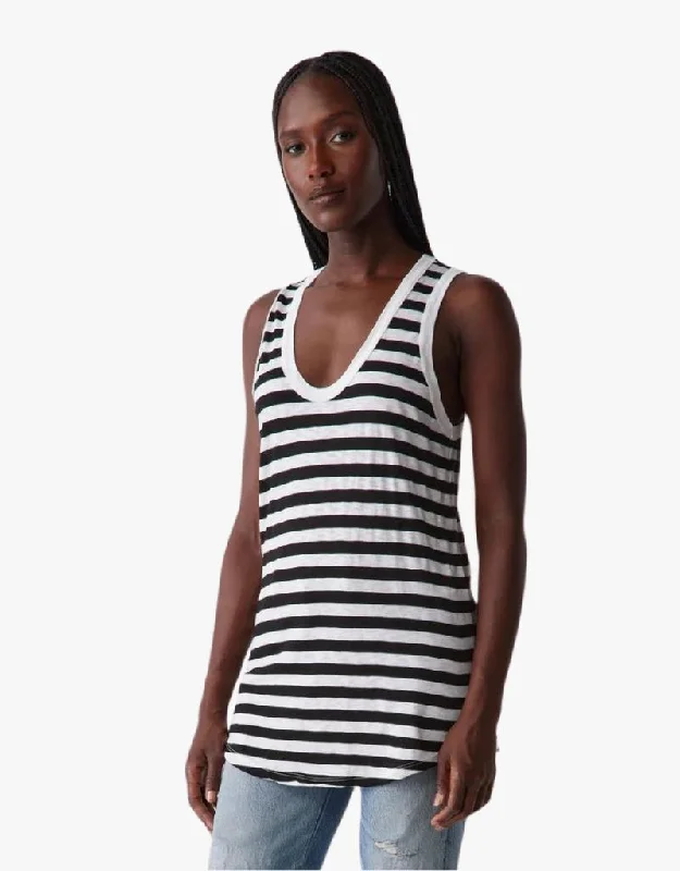 Michael Stars Tori Stripe Scoop Neck Tank Top in White