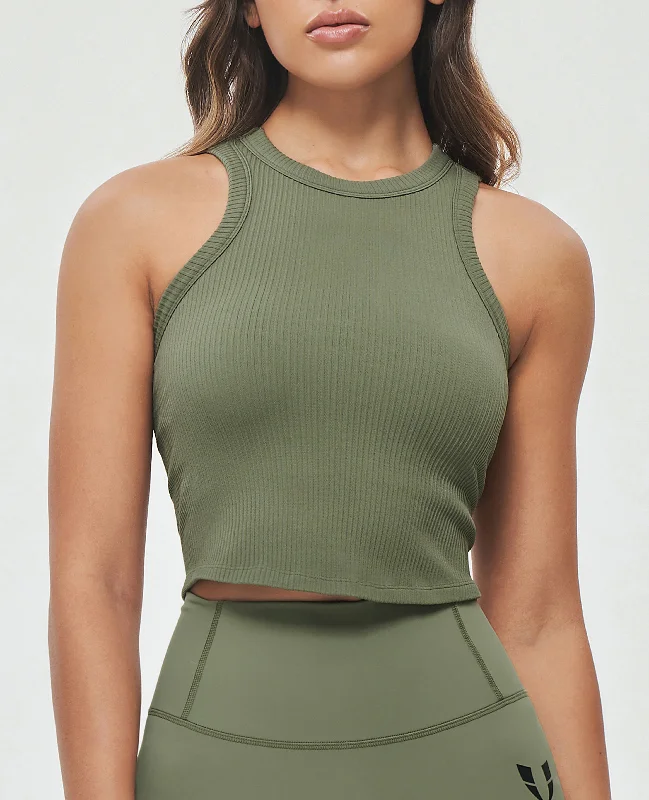 Padded Workout Tank - Olive Green