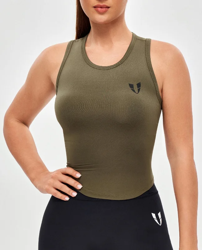 Round Neck Sports Tank - Moss Green