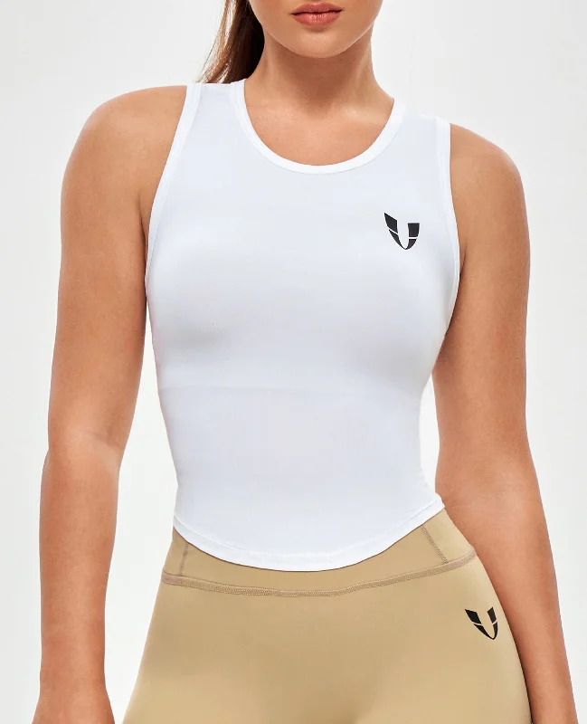 Round Neck Sports Tank - White