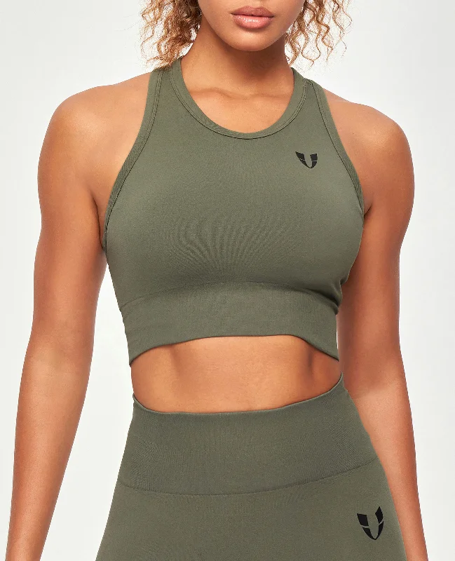 Seamless Padded Tank - Olive Green