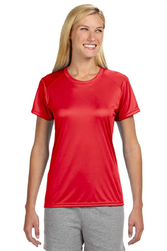 A4 Womens Performance Moisture Wicking Short Sleeve Crewneck T-Shirt - Scarlet Red