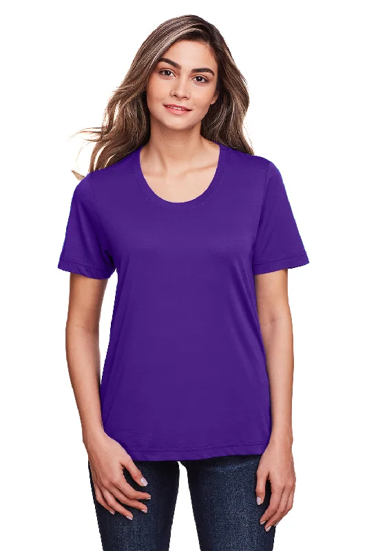 Core 365 Womens Fusion ChromaSoft Performance Moisture Wicking Short Sleeve Scoop Neck T-Shirt - Campus Purple