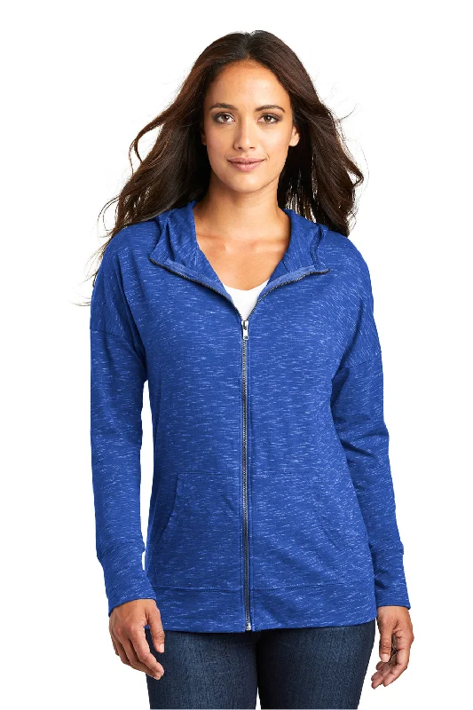 District Womens Medal Full Zip Hooded Sweatshirt Hoodie - Deep Royal Blue