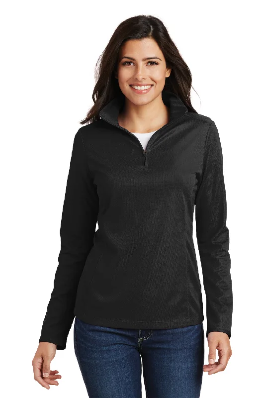 Port Authority Womens Moisture Wicking 1/4 Zip Sweatshirt - Black