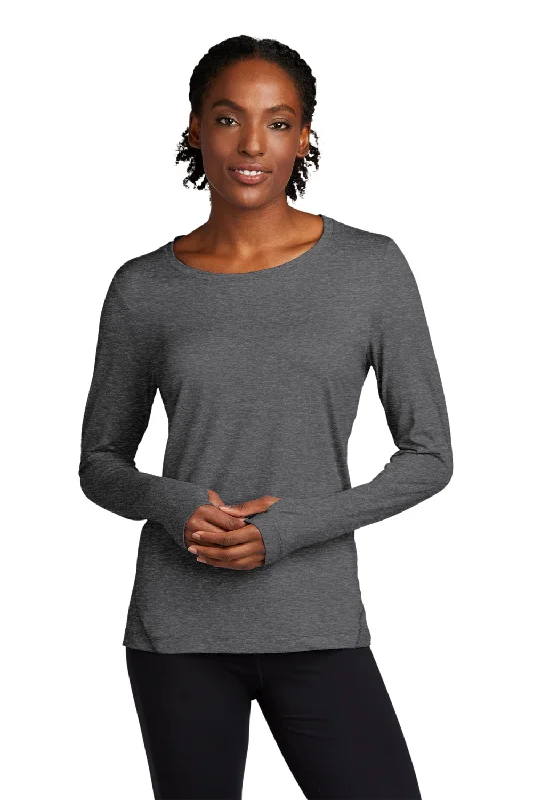 Sport-Tek Womens Exchange 1.5 Long Sleeve Crewneck T-Shirt - Heather Graphite Grey