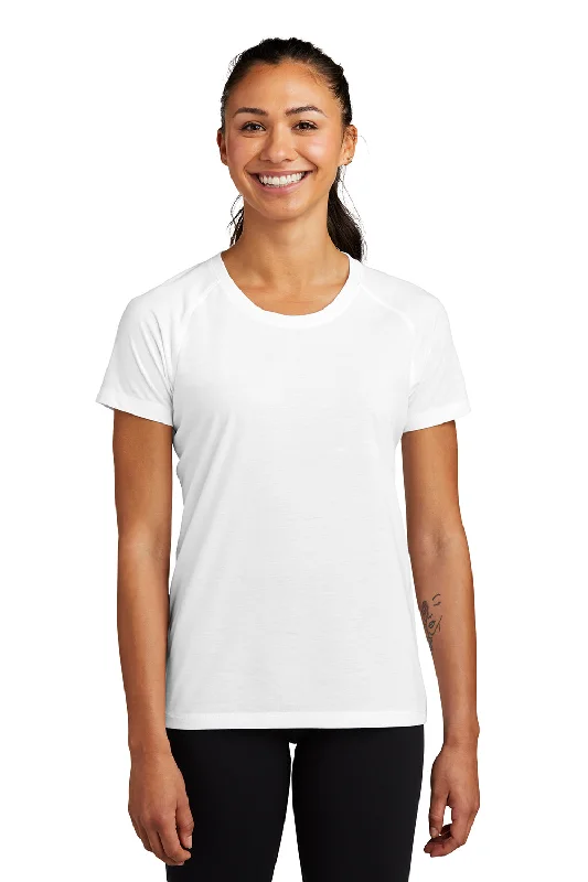 Sport-Tek Womens Moisture Wicking Short Sleeve Scoop Neck T-Shirt - White