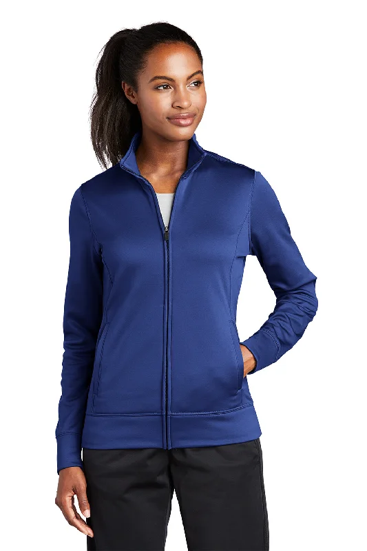 Sport-Tek Womens Sport-Wick Moisture Wicking Fleece Full Zip Sweatshirt - True Royal Blue