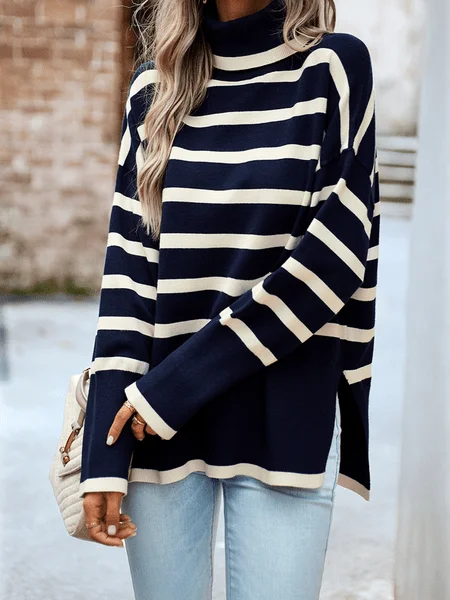 Striped Turtleneck Sweater