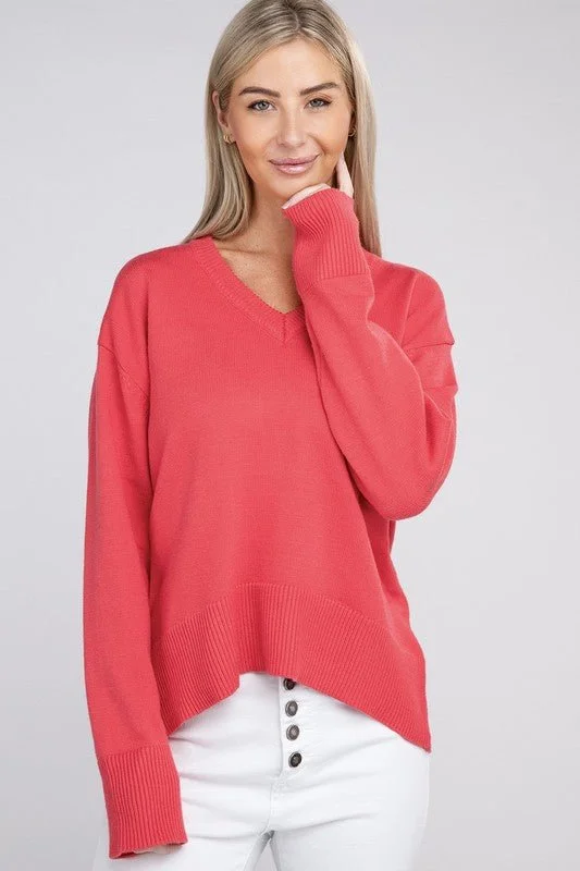 Pink V-Neck Sweater