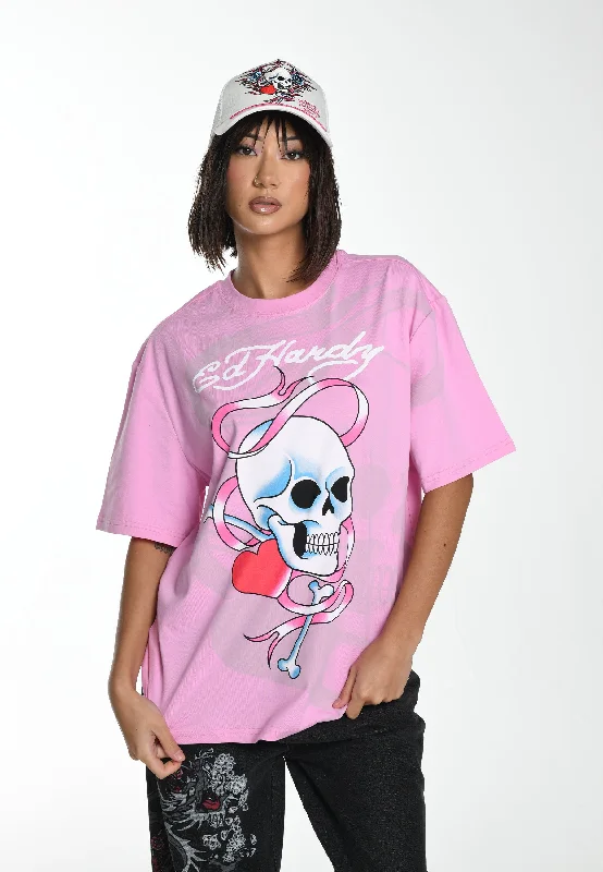 Womens Love Wrapped Relaxed T-Shirt - Pink