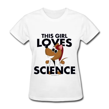 "This Girl Loves Science" (red) - Women's T-Shirt