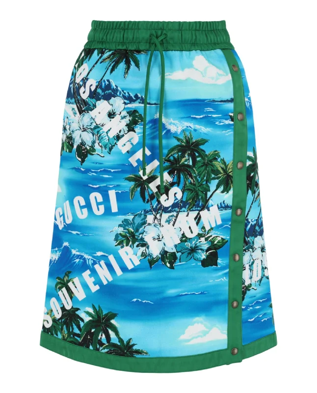 Hawaiian Printed Knee-Length Skirt