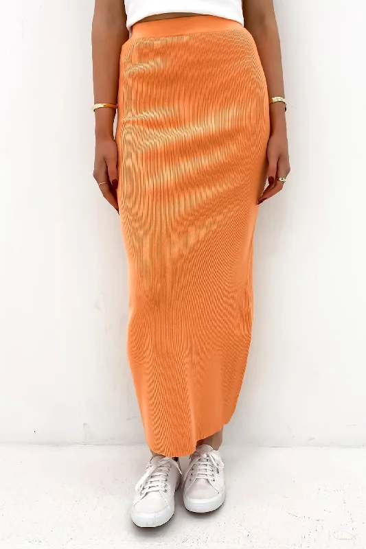 Henley Knit Skirt Orange