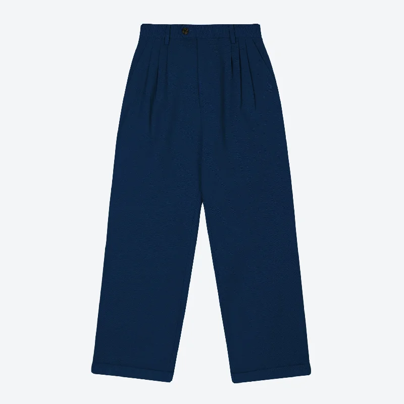 Lowie Drill Navy Pleat Front Trouser