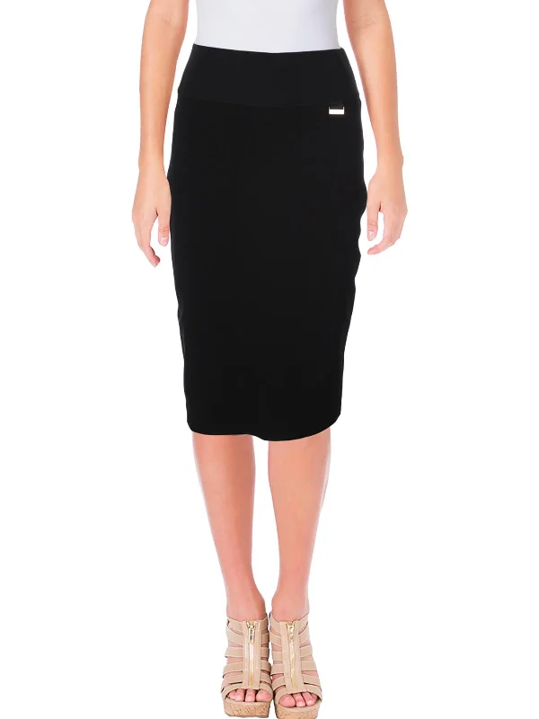 Womens Knee-Length Power Stretch Pencil Skirt